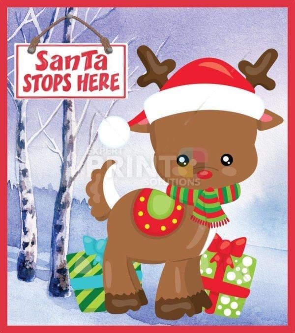 Christmas - Cute Little Reindeer - Santa Stops Here Dishwasher Sticker