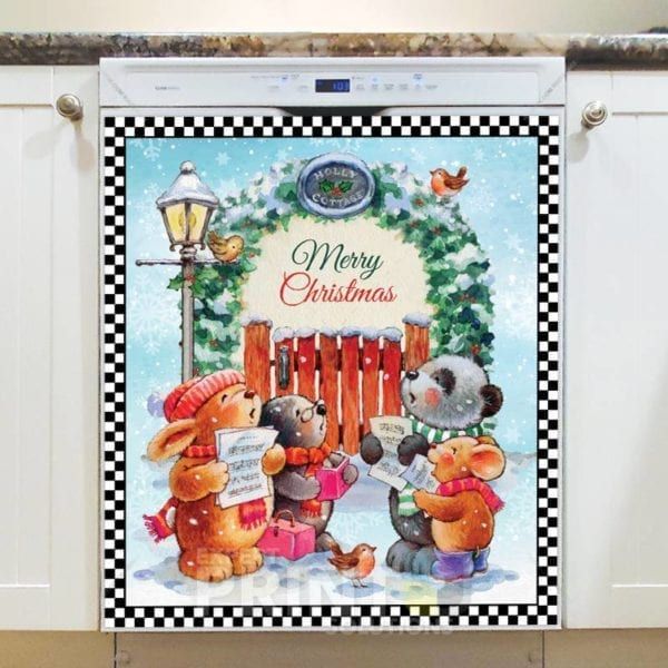 Merry Christmas - Cute Animal Carol #1 Dishwasher Sticker