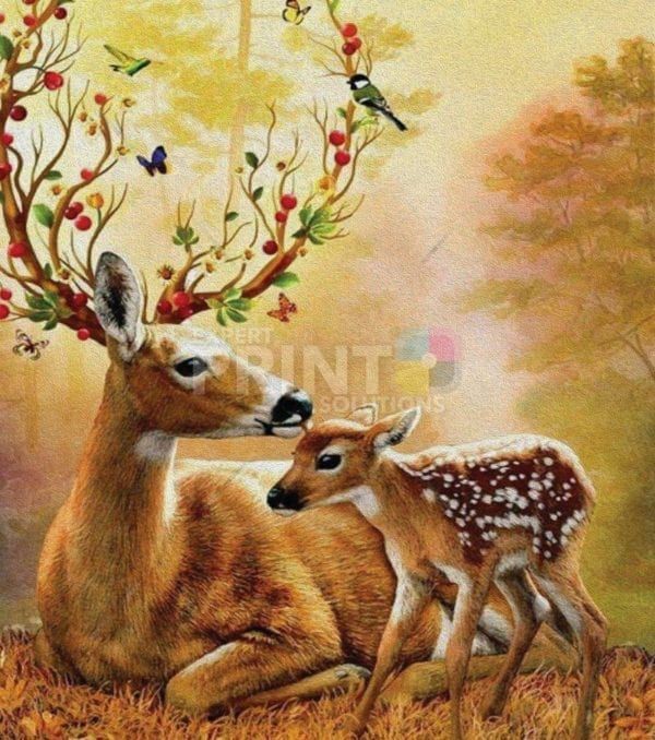 Beautiful Flower Deer Family Dishwasher Sticker