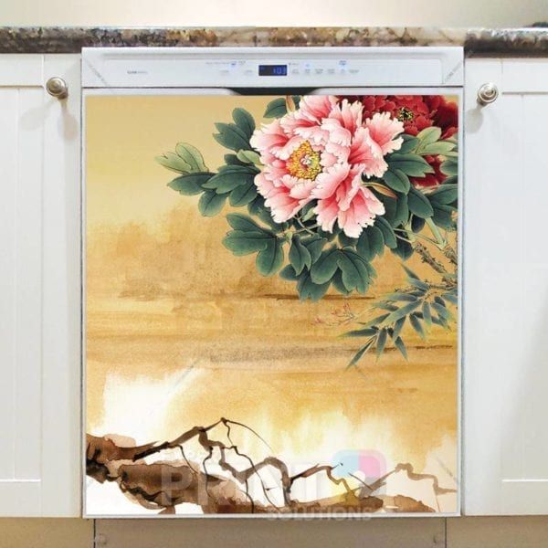 Pink Rose Above the Lake Dishwasher Sticker
