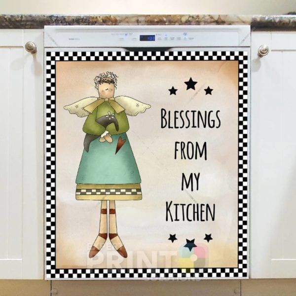 Primitive Country Folk Design #15 - Blessings from My Kitchen Dishwasher Sticker
