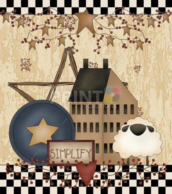 Primitive Country Folk Design #9 - Simplify Dishwasher Sticker