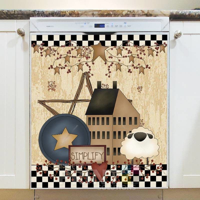 Primitive Country Folk Design #9 - Simplify Dishwasher Sticker