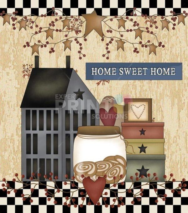 Primitive Country Folk Design #7 - Home Sweet Home Dishwasher Sticker