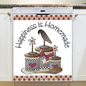 Primitive Country Folk Design #6 - Happiness is Homemade Dishwasher Sticker