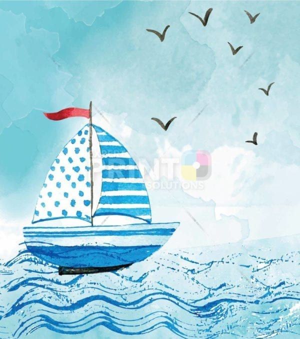 Cute Blue Sailboat Dishwasher Sticker