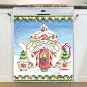 Christmas - Santa's Village #5 - Peppermint Tea Shop Dishwasher Sticker