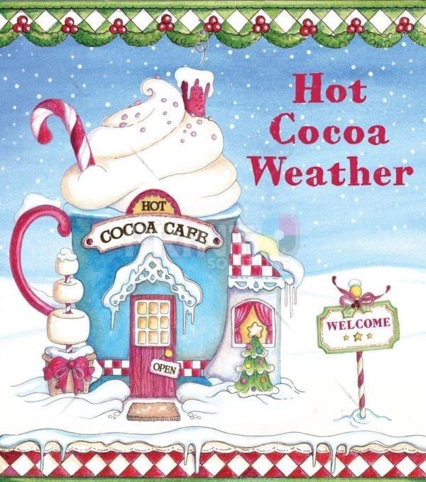 Christmas - Santa's Village #4 - Hot Cocoa Weather - Cocoa Cafe Dishwasher Sticker