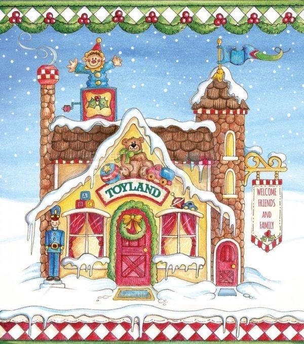 Christmas - Santa's Village #1 - Toyland - Welcome Friends and Family Dishwasher Sticker