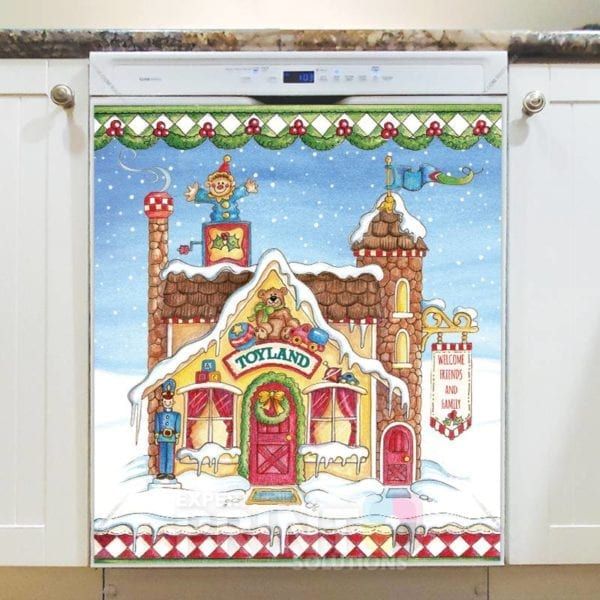 Christmas - Santa's Village #1 - Toyland - Welcome Friends and Family Dishwasher Sticker