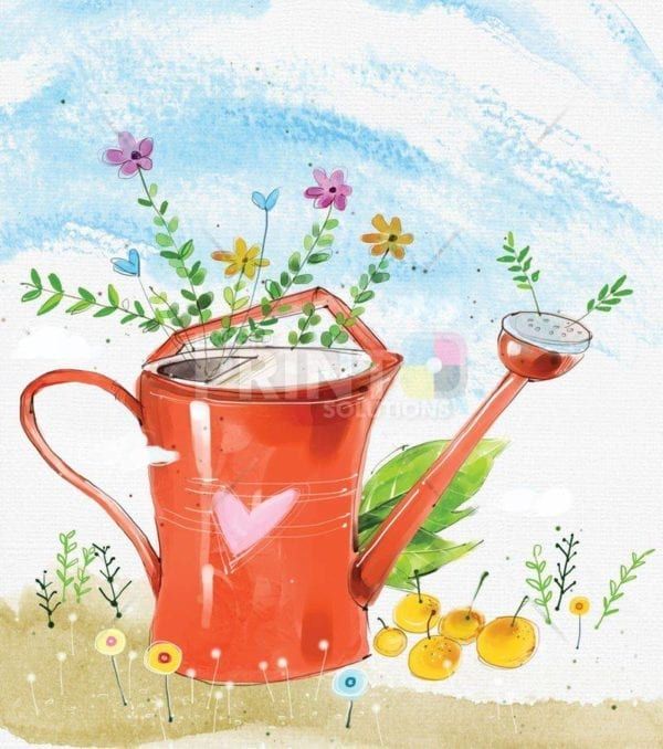 Watering Can and Flowers Dishwasher Sticker