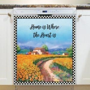 Houses between Sunflowers - Home is Where the Heart is Dishwasher Sticker