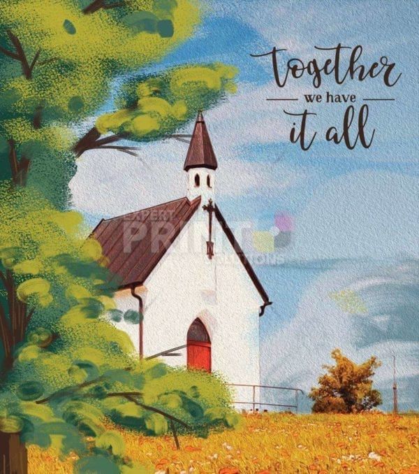 Cute Prim Country Church - Together We Have it All Dishwasher Sticker