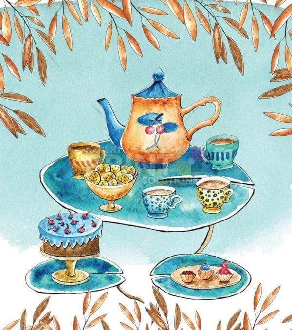 Pretty Afternoon Tea Scene Dishwasher Sticker