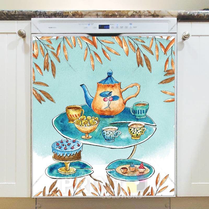 Pretty Afternoon Tea Scene Dishwasher Sticker