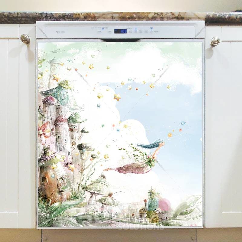 Cute Fairy Village Dishwasher Sticker