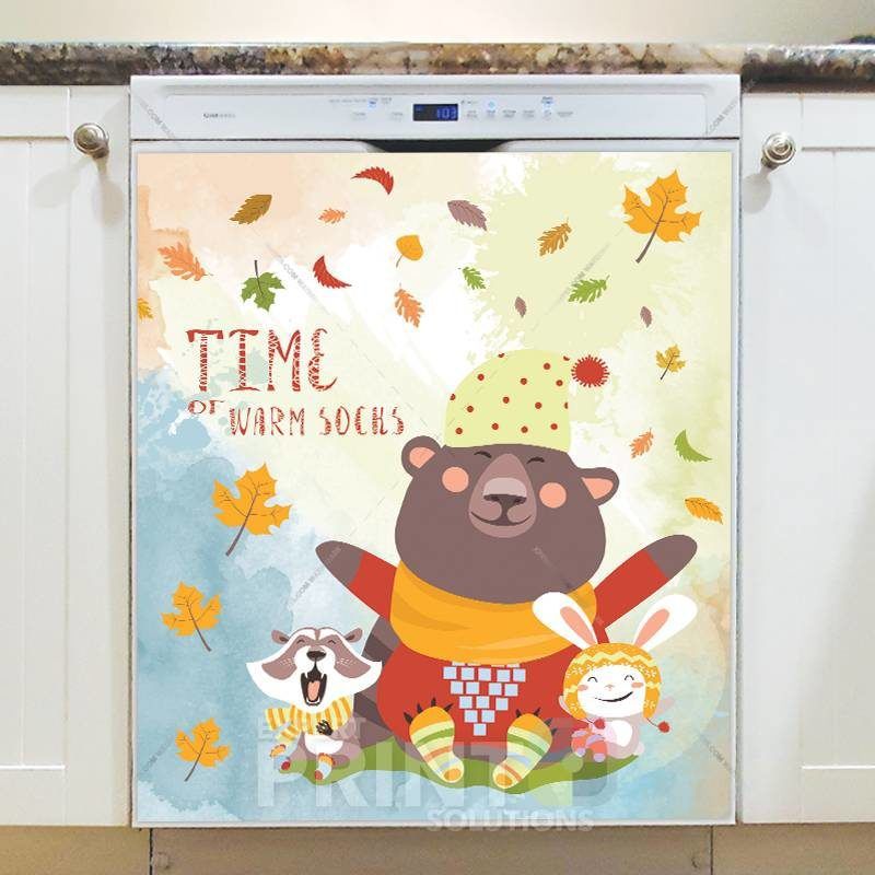 Lovely Cozy Autumn #62 - Time of Warm Socks Dishwasher Sticker