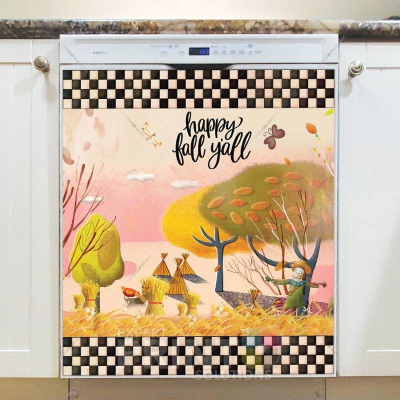 Lovely Cozy Autumn #31 - Happy Fall Y'all Dishwasher Sticker