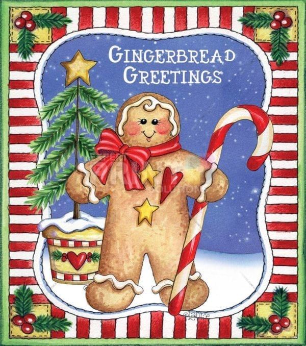 Christmas - Sweet Christmas Holiday #29 - Gingerbread Greetings Dishwasher Sticker