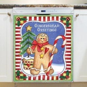 Christmas - Sweet Christmas Holiday #29 - Gingerbread Greetings Dishwasher Sticker