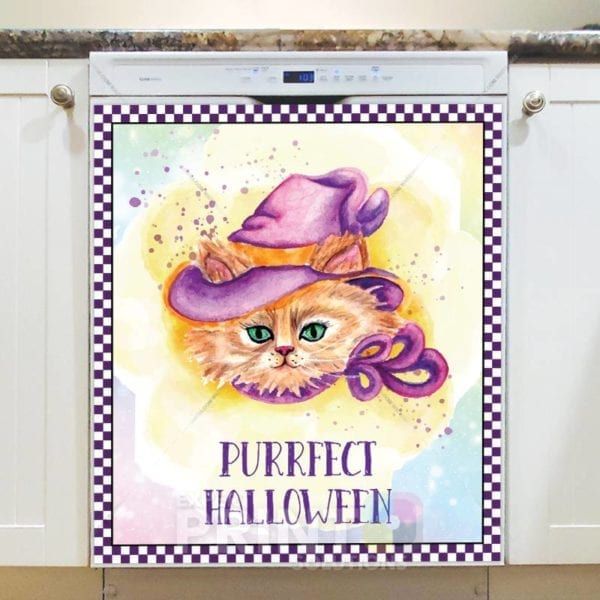 Cute Halloween Design #1 - Purrfect Halloween Dishwasher Sticker