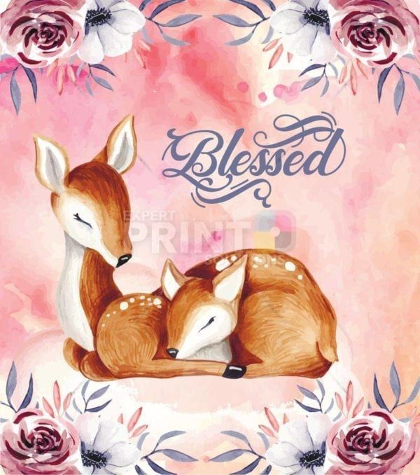 Blessed Deer Family Garden Flag