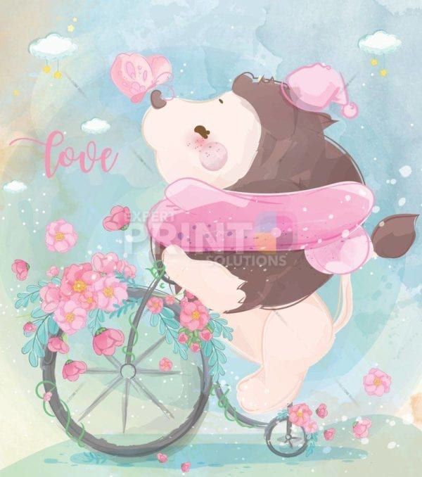 Hedgehog on a Bike Garden Flag