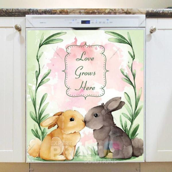 Cute Kissing Bunnies Dishwasher Magnet