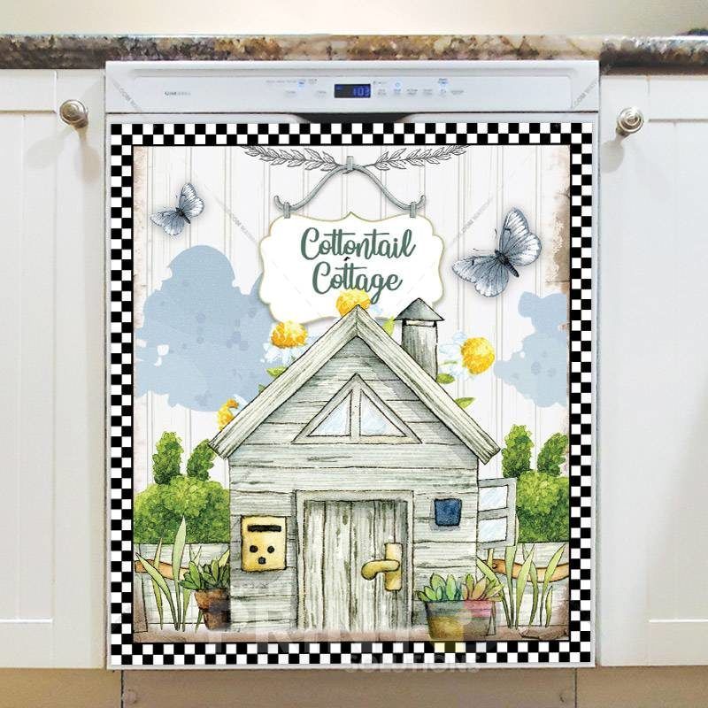Cute Bunny Cottage Dishwasher Magnet