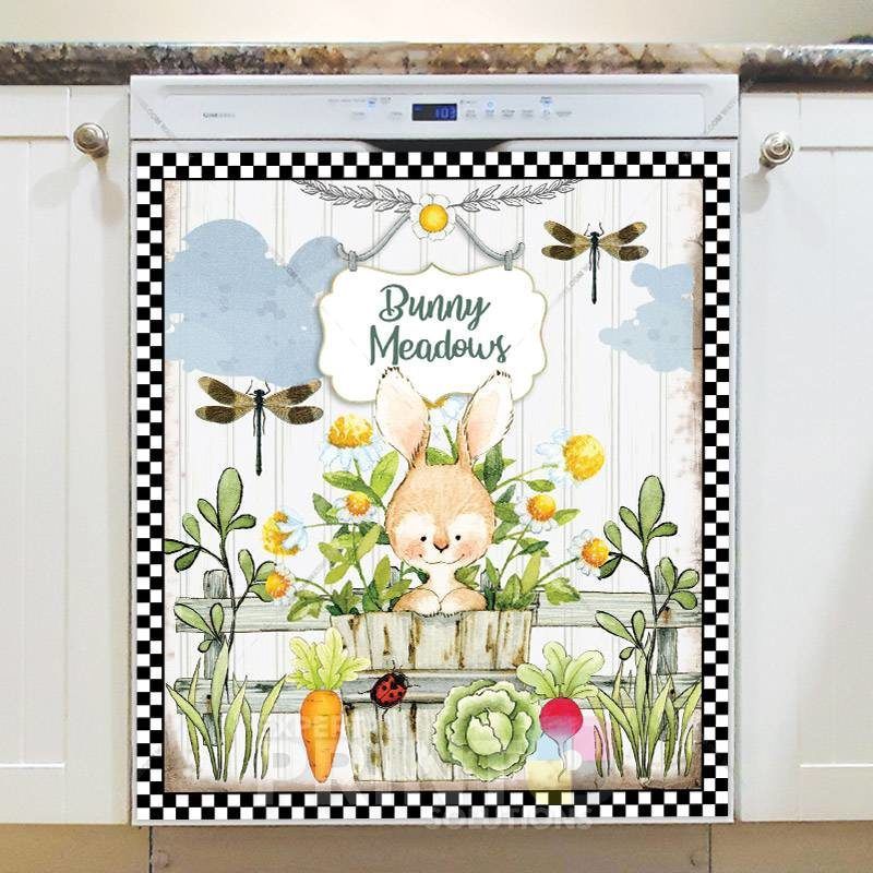 Cute Bunny Meadow Dishwasher Magnet