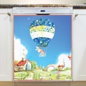 Bunny in a Hot Air Balloon Dishwasher Magnet