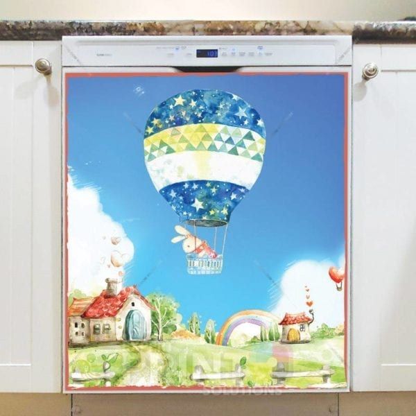 Bunny in a Hot Air Balloon Dishwasher Magnet