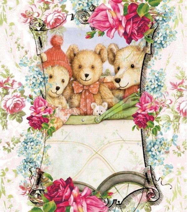 Vintage Teddy Bear and Roses #2 Garden Flag