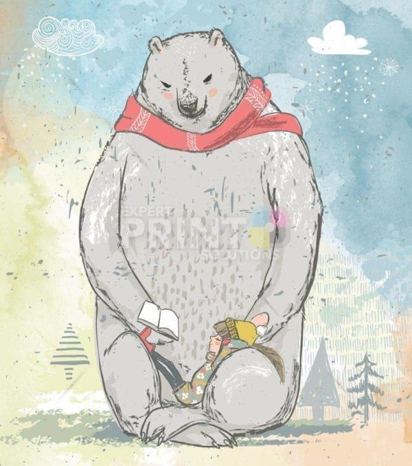 Polar Bear and a Little Girl Garden Flag