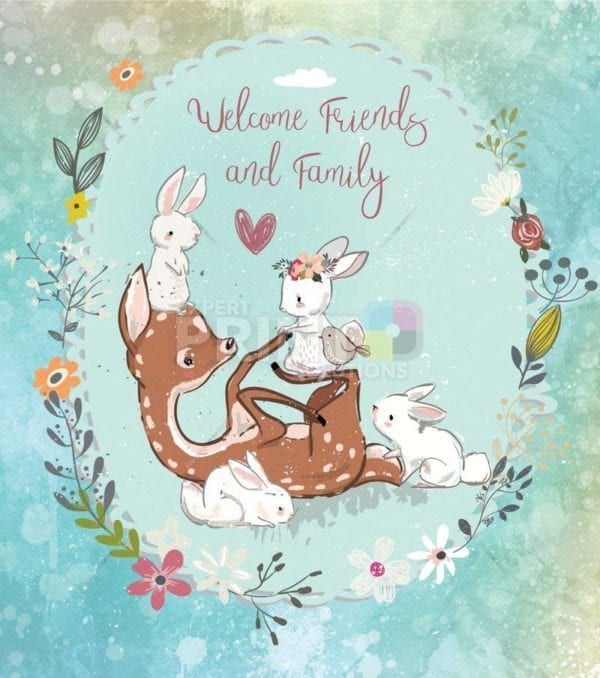 Deer and little Bunnies Garden Flag