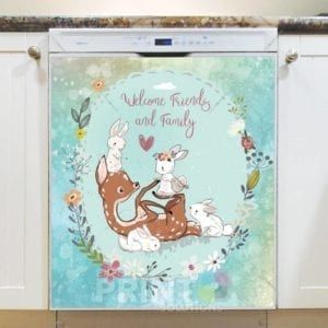 Deer and little Bunnies Dishwasher Magnet