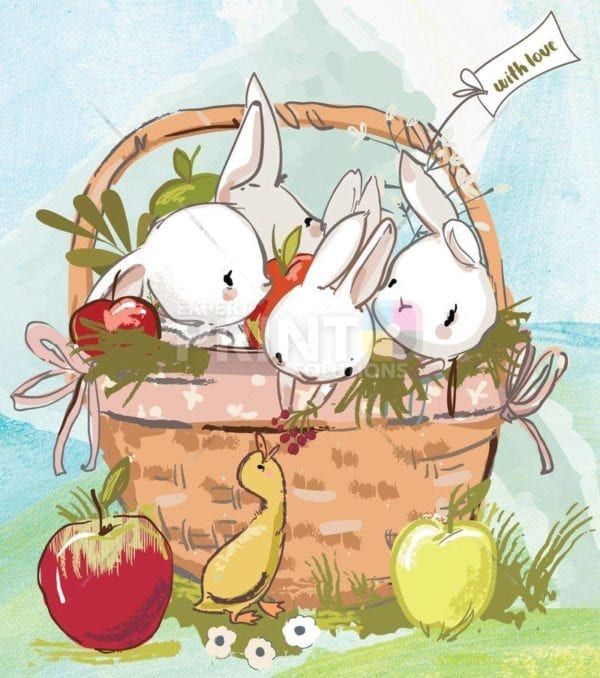 A Basket with Bunnies Garden Flag