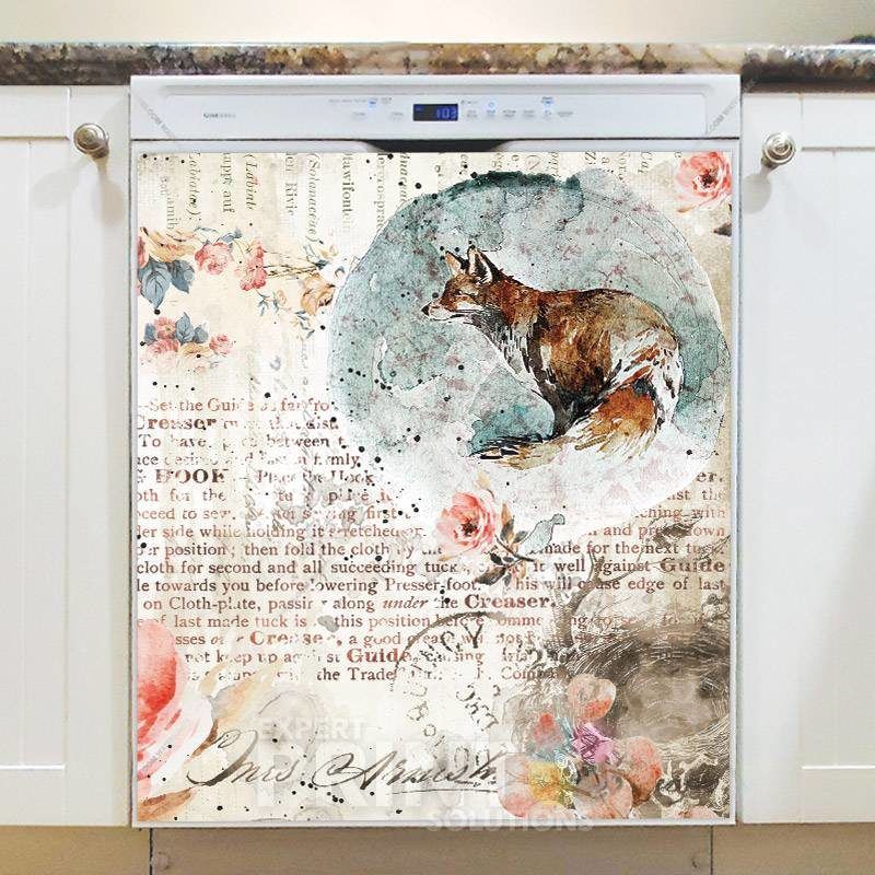 Vintage Fox and Flowers #2 Dishwasher Magnet