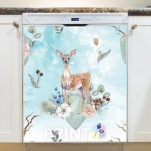 Young Deer and Flowers Dishwasher Magnet
