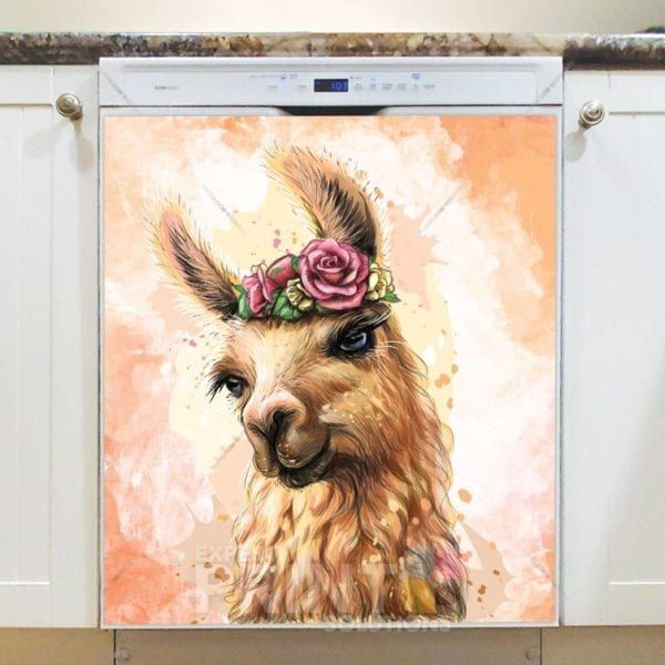 Cute Flower Llama Dishwasher Magnet