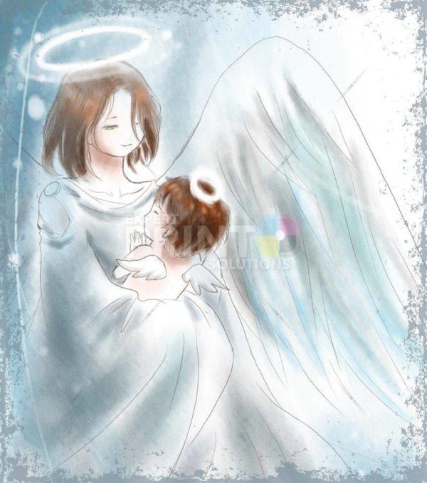 Mom and Baby Angels Garden Flag
