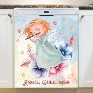 Cute Angel with Flowers #2 Dishwasher Magnet