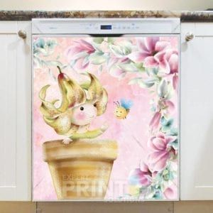 Cute Angel with Flowers #4 Dishwasher Magnet
