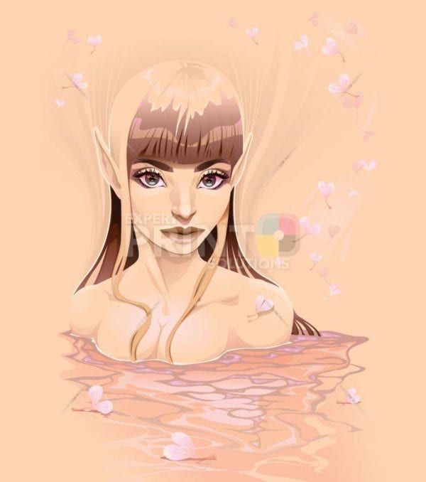 Beautiful Elf in the Lake Garden Flag