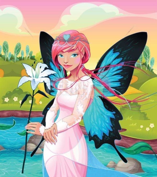 Butterfly Fairy with a Lilly Garden Flag