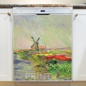Tulip Field in Holland by Claude Monet Dishwasher Magnet