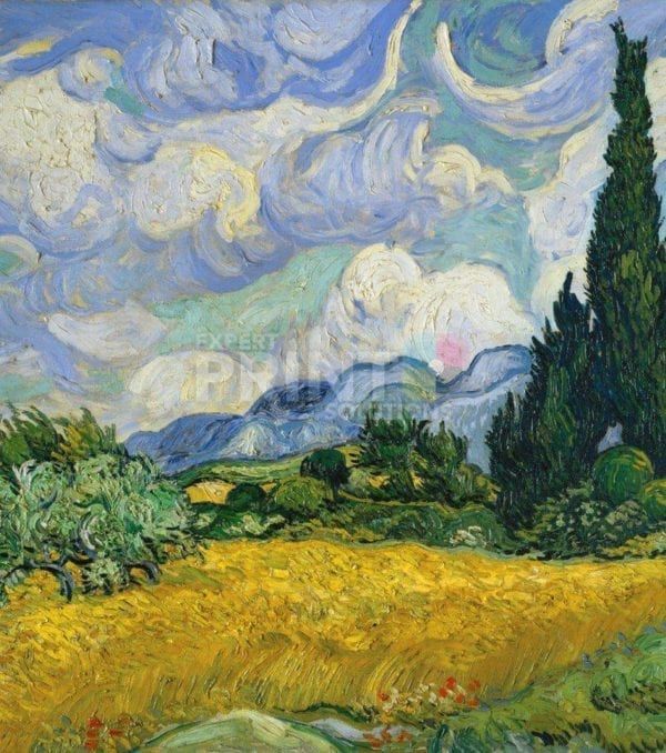 Wheat Field with Cypresses by Vincent van Gogh Garden Flag