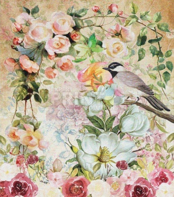 Victorian Flowers and a Bird #1 Garden Flag