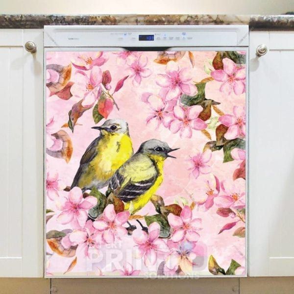 Bird Couple on a Sakura Tree Dishwasher Magnet