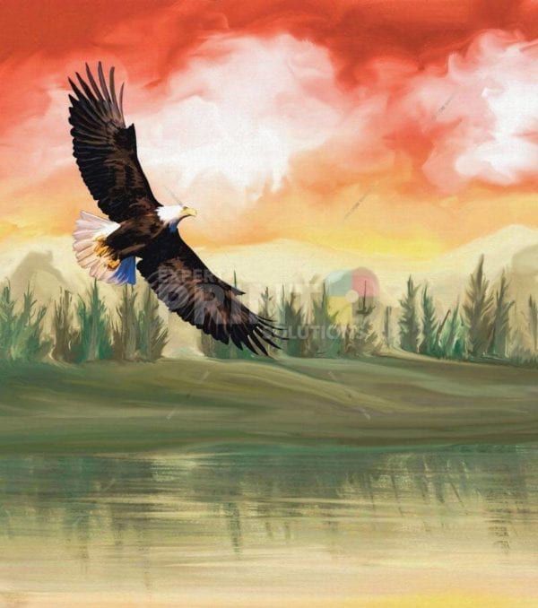 Eagle Above the Lake Garden Flag